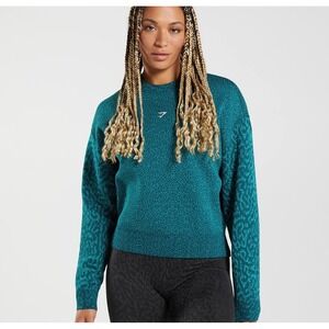 SHIPS TODAY 🎁 Gymshark Women's Adapt Animal Active Sweater Sweatshirt Teal M